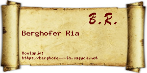 Berghofer Ria névjegykártya